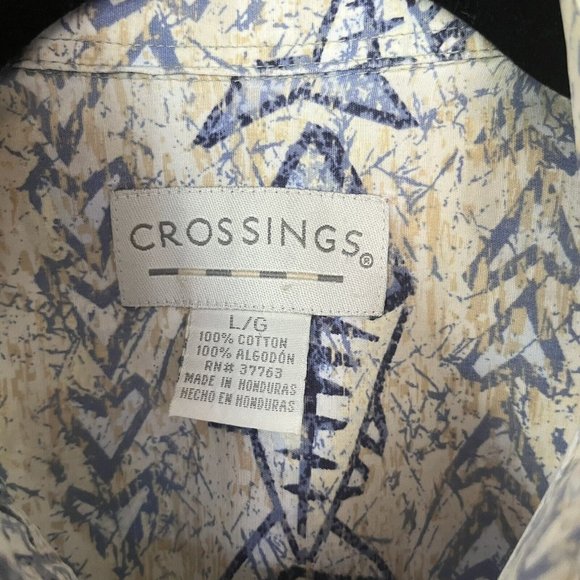 VTG Crossings Mens Fish Geometric Print Hawaiian Short Sleeve Button Down Shirt - Picture 6 of 12